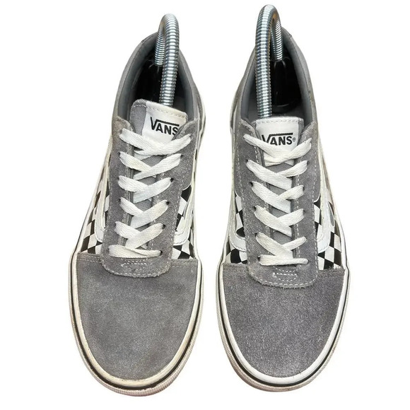 Vans White Filmore Decon Checkerboard Flames Suede Sneaker - Youth 5 / Women 6.5 - Picture 4 of 10